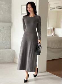 DAZY Women 2 Pieces Set Long Dress, Elegant Lady Style,Casual Women Dresses,Fall Dress Long Sleeve Dress - Grey - View 2