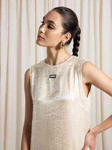 AiiRZ 无袖亮片晚礼服及地长裙闪耀特殊场合礼服节日派对舞会礼服婚礼宾客全长魅力礼服 - 黃色 - 查看 3