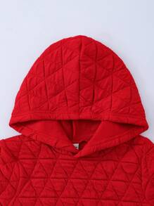 Women's Casual Hooded Midi Dress, Thick & Comfortable, Loose Fit, Warm, Relaxed, Cute, Elegant, Diamond Plaid, Red Color, Suitable For Families, Mother-Daughter Style, Autumn/Winter For New Year Clothes Fall Cloth For Women - Red - View 4