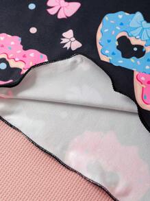 Tween Girl Heart, Donut, Bow Print Long Sleeve Nightgown