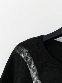 SHEIN LUNE Suéter holgado de punto a rayas y bloques de color desgastado para otoño e invierno en tallas grandes