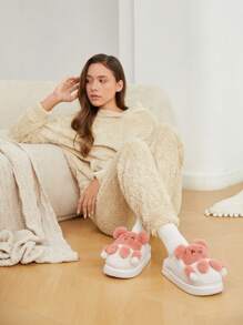 CUCCOO Quty Women's Cute Animal Home Slippers With Plush Upper And Thick Sole, Warm Indoor Wear For Autumn/Winter