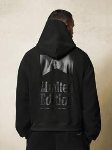 SUMWON Oversized Pullover Limited Edition Winter Street Style Hoodie Sweatshirt Heavyweight Fleece Sportswear Urban Casual Loungewear - Black - View 1