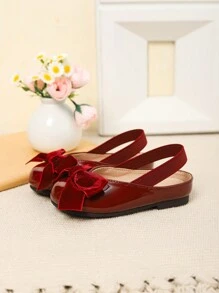 Fashionable & Lovely Girls' Bow Soft Bottom Baby Shoes - Burgundy - View 4