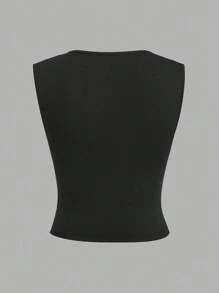 SHEIN EZwear Two-Piece Set Black And Grey Women's Knitted Basic Camisole