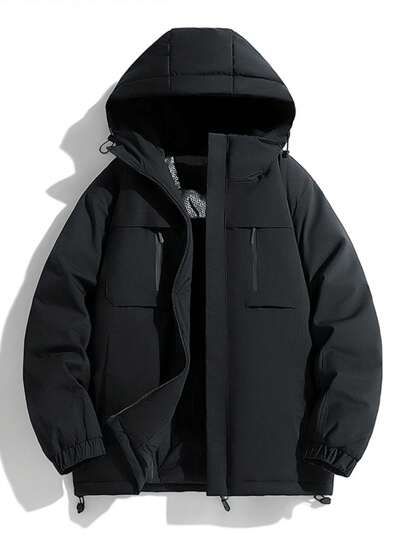 Manfinity Sport Corelite 男式冬季休闲纯色抽绳连帽夹棉外套