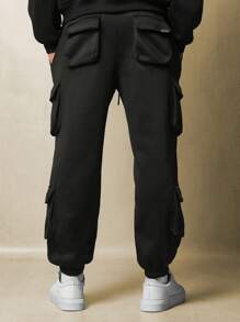 SUMWON 设计师羊毛工装慢跑运动裤运动健身裤，带多个口袋，弹性脚踝，冬季秋季家居服，训练健身