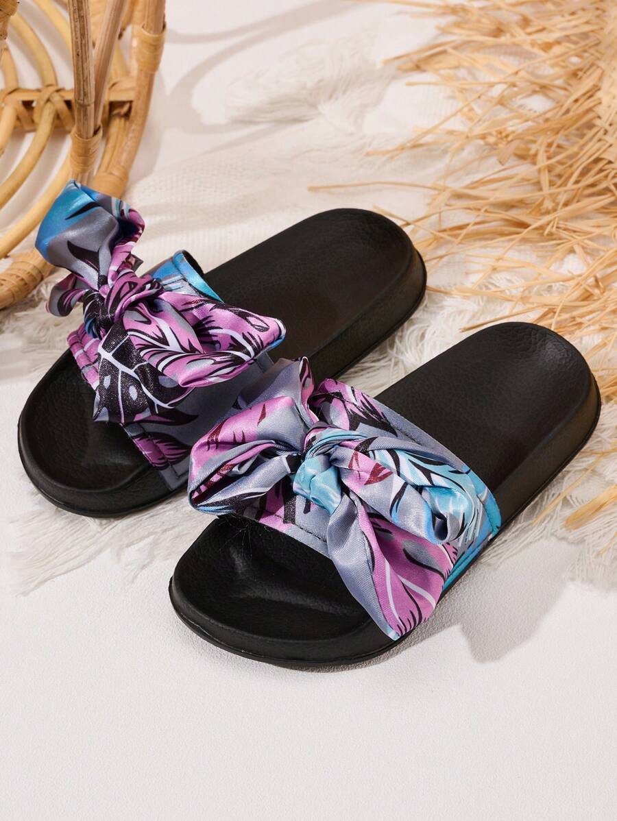 女孩舒适时尚休闲轻便透气可爱家居拖鞋，夏季/秋季 - 灰色 - 查看 1