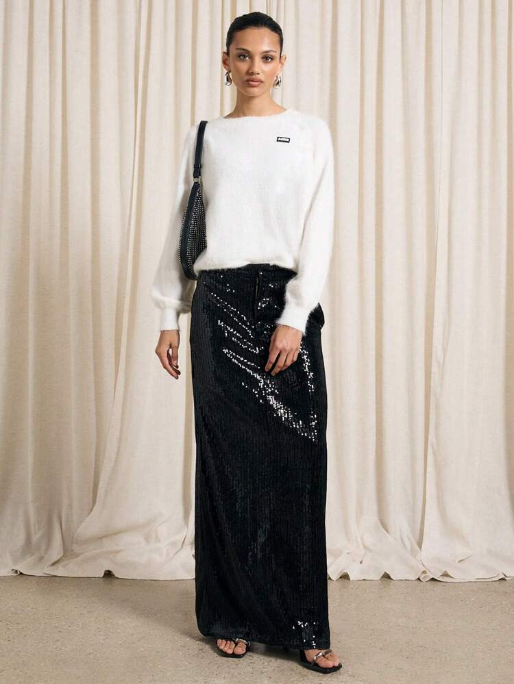 AiiRZ Velvet Sequin Maxi Skirt New Years Eve