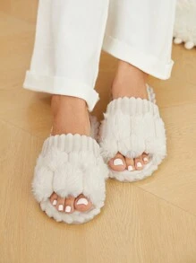 Cuccoo 女士米色毛绒室内拖鞋，适合秋冬季穿着 - 米色 - 查看 3