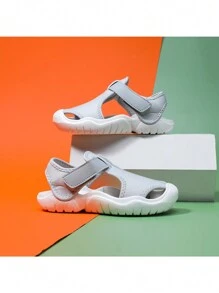 Kids' Breathable Elastic Cloth Covered Head Anti-Slip Soft Bottom Sandals - Grey - View 4