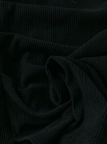 Lyrianda Plus Size Solid Minimalist A-Line Skirt, Casual Everyday Wear - Black - View 3