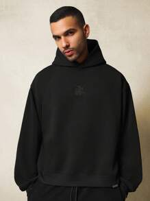 SUMWON Oversized Pullover Limited Edition Winter Street Style Hoodie Sweatshirt Heavyweight Fleece Sportswear Urban Casual Loungewear - Black - View 2