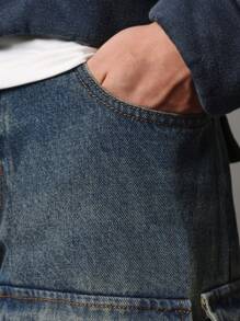 SUMWON Oversized Utility Cargo Denim Jeans Multi Pocket Design Light Wash Streetwear Wide Leg Loose Fit Y2K Fashion Pants Skater Style Urban Casual Bottoms - Blue - View 6