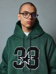 SUMWON Classic Athletic Pullover Hoodie With Star Number Varsity Design Sports Team College Style Kangaroo Pocket Casual Winter Sweatshirt