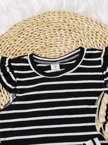 Young Girl Sleeveless Crew Neck Striped Tank Top, Casual And Fashionable For Everyday Wear - Multicolor - View 4