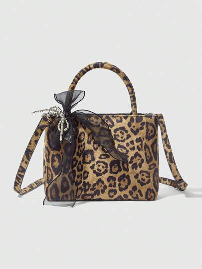 J-Fashion Women Leopard Print Tote Bag, Casual & Chic Daily Handbag