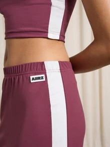 AiiRZ Bandeau Side Stripe Crop Top And Maxi Skirt Set - Burgundy - View 5