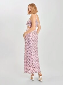 SHEIN EZwear 2 pezzi/Set Top e gonna con paillettes da donna, outfit estivo di moda