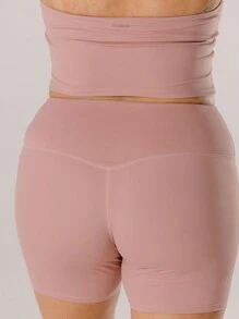 Aralina Curve Leisurewear Blush-Toned Soft Stretch Mid-Thigh Bottom Lifting Active Bike Shorts