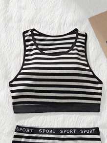 1 件青少年女孩休闲简约条纹内衣套装 - 彩色 - 查看 1