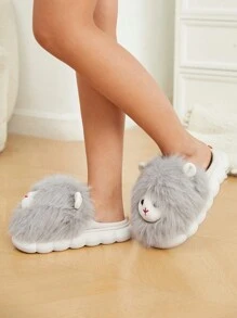 CUCCOO Quty Pantofole in peluche con motivo carino del leone, dalla suola spessa, ideali per Natale, Capodanno, autunno e inverno