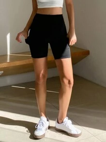 DAZY Women's Side Pocket Sports Base Layer Shorts, Cycling Shorts - Black - View 5