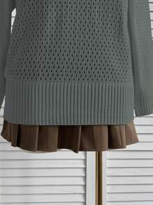 Flirla Plus Size Cute & Sweet Bow Knit Sweater, Vintage Soft & Gentle Top, Essential For Sweet Girls, Autumn/Winter Knit Pullover Fall - Grey - View 8