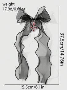 ROMWE Kawaii 1 pieza Pinza de pelo con alas de cristal y cruz, estilo gótico de moda retro soft grunge Y2K en color negro, adecuada para uso diario de mujeres, regalo para días festivos