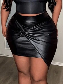 Slaydiva Sexy/Solid Color Festival New Year Valentine's Day Patchwork Pleated Zipper Straight High Waist Women Skirt