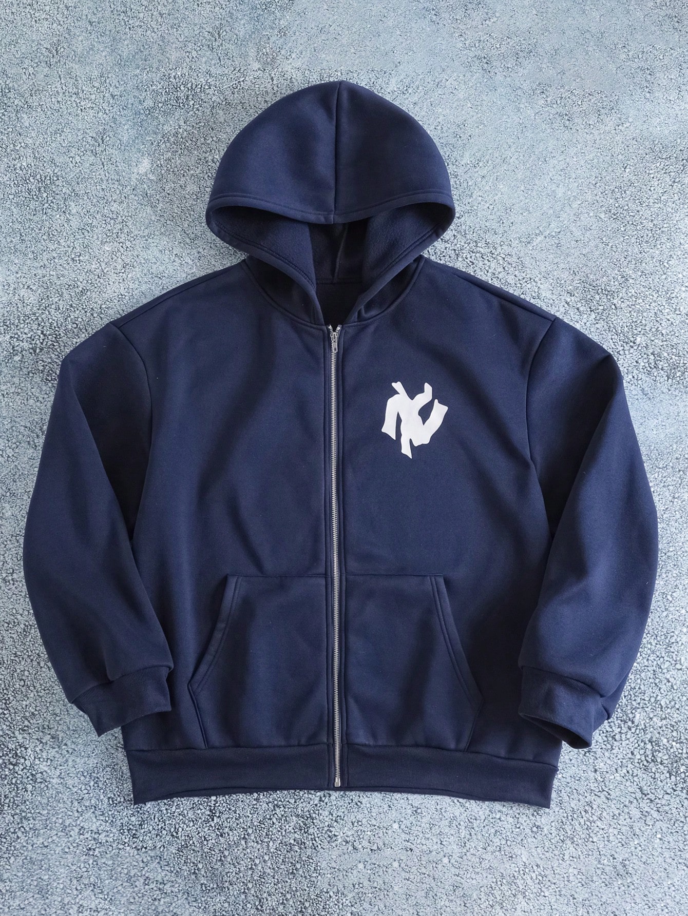 Plus Size Men Letter Print Dropped Shoulder Long Sleeve Zip Front Casual Hoodie For Autumn