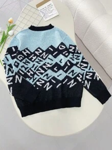Jersey de punto cuello redondo holgado informal, otoño/invierno