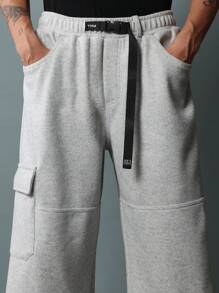 SUMWON Premium Athletic Jogger Sweatpants With Cargo Pocket, Adjustable Buckle Belt, Elastic Ankle Cuffs, Athleisure Streetwear For Workout, Lounging