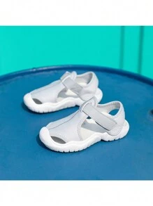 Kids' Breathable Elastic Cloth Covered Head Anti-Slip Soft Bottom Sandals - Grey - View 6