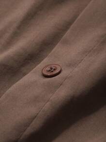 DAZY Women's Solid Color Front Button Long Sleeve Casual Blouse - Brown - View 6