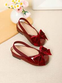 Fashionable & Lovely Girls' Bow Soft Bottom Baby Shoes - Burgundy - View 1