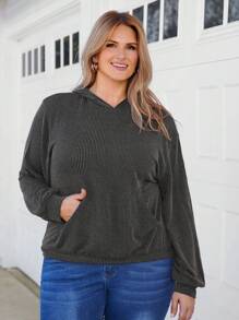 SHEIN LUNE Women Plus Size Casual Striped Hooded Sweatshirt Thanksgiving Outfit Women New Years Women Outfit Winter Clothes For Women Tops Hoodies Hoodie Hoodies Women New Years Women Outfit Winter Sweatshirt Tops