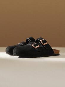 Solecia 女士金属扣设计休闲平底便鞋 - 黑色 - 查看 2