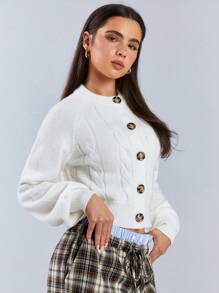 Athîral Women's Solid Color Button Front Long Sleeve Casual Top, Everyday Wear - Grey - View 5