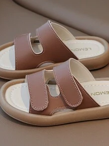 1双棕色钩环软底时尚拖鞋，适合幼儿/婴儿 - 棕色 - 查看 5