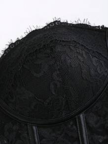 Sweetra Alluring Lace Cup Underwire Push-Up Enhancing Shaping Bra, Special For Valentine's Day - Black - View 8