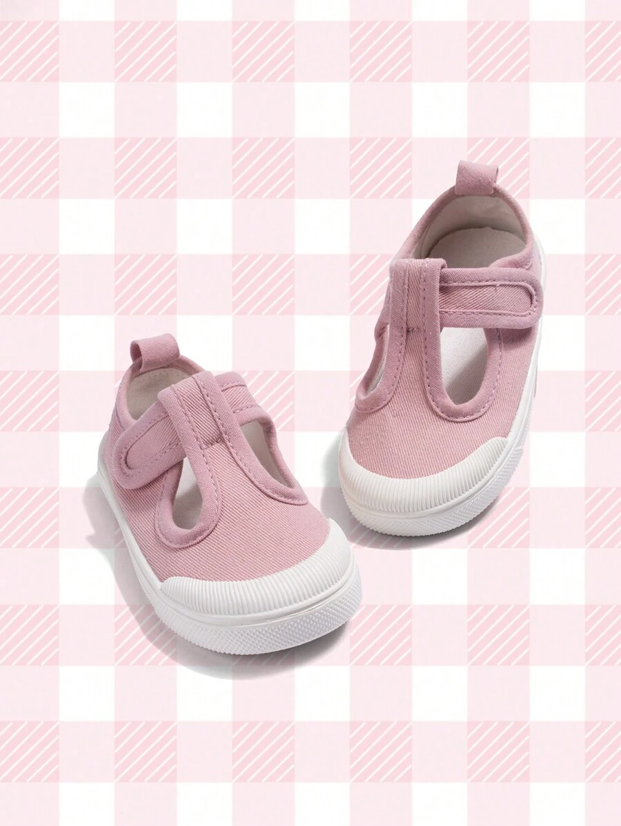 1 Paio di scarpe da ginnastica casual in tela rosa con chiusura a strappo per ragazze, alla moda, semplici, comode e traspiranti, adatte per uso quotidiano in ogni stagione - Rosa - Visualizzare 1