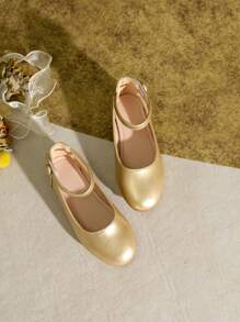 Simple Style Girls Flat Casual Shoes For Autumn/Winter - Gold - View 5