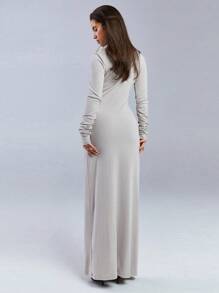 Athîral 女士优雅纯色修身连衣裙，秋冬