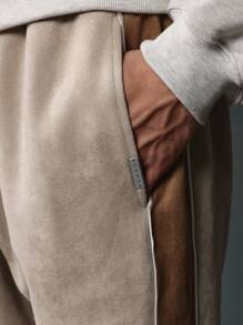 SUMWON Premium Suede Flared Track Pants Athletic Loungewear With Side Contrast Panels Vintage Inspired Sweatpants Autumn Winter Casual Bottoms