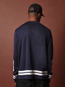SUMWON Oversized Fit Long Sleeve V-Neck Football Tee