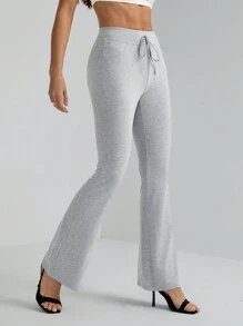 SHEIN Tall 复古风格灰色系腰喇叭腿运动裤