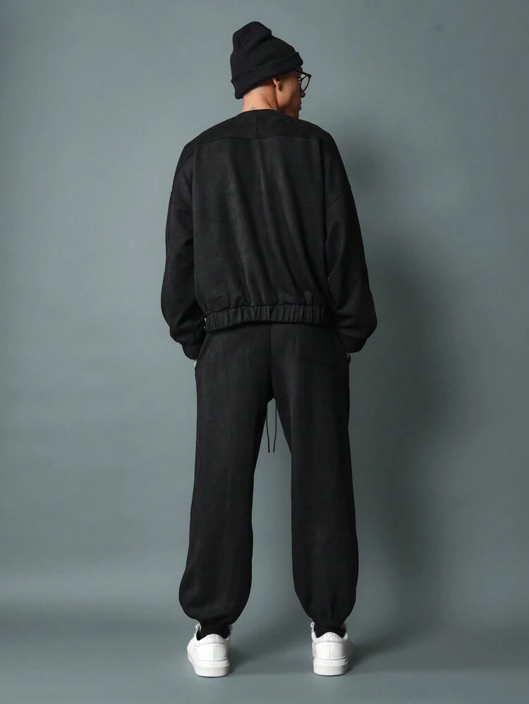 Set coordinato da jogging in due pezzi con felpa in suede oversize