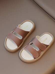 1双棕色钩环软底时尚拖鞋，适合幼儿/婴儿 - 棕色 - 查看 1