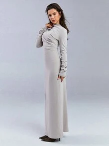 Athîral 女士优雅纯色修身连衣裙，秋冬